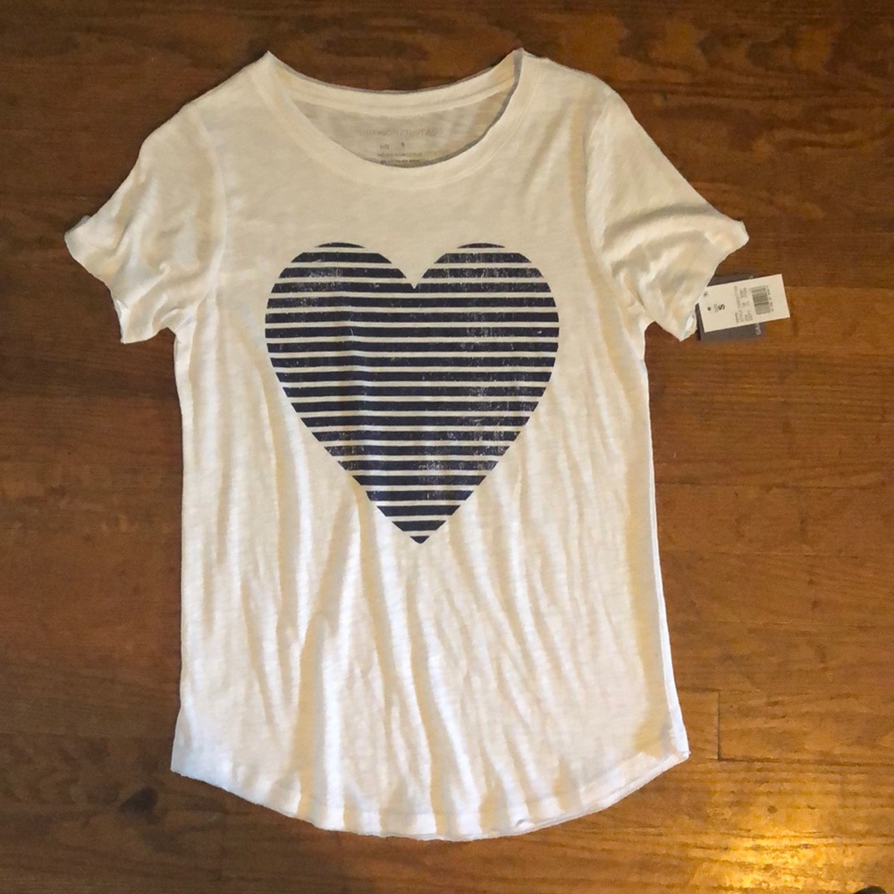 White/Black striped heart T-Shirt